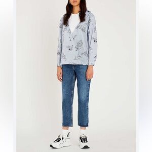 MAJE Lasane Cotton-Poplin Shirt Blouse Top